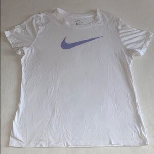 Nike White T-Shirt with Purple Logo